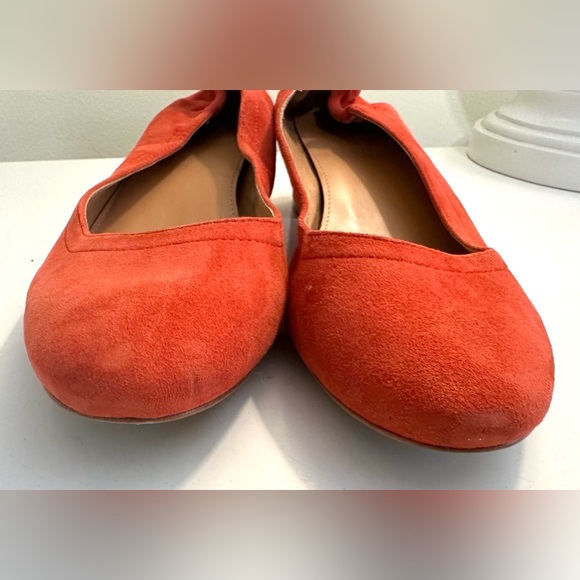 J.CREW Anya Suede Leather Block Heel Shoes Tomato Orange Red Slip Ons #H7806 - Picture 8 of 13